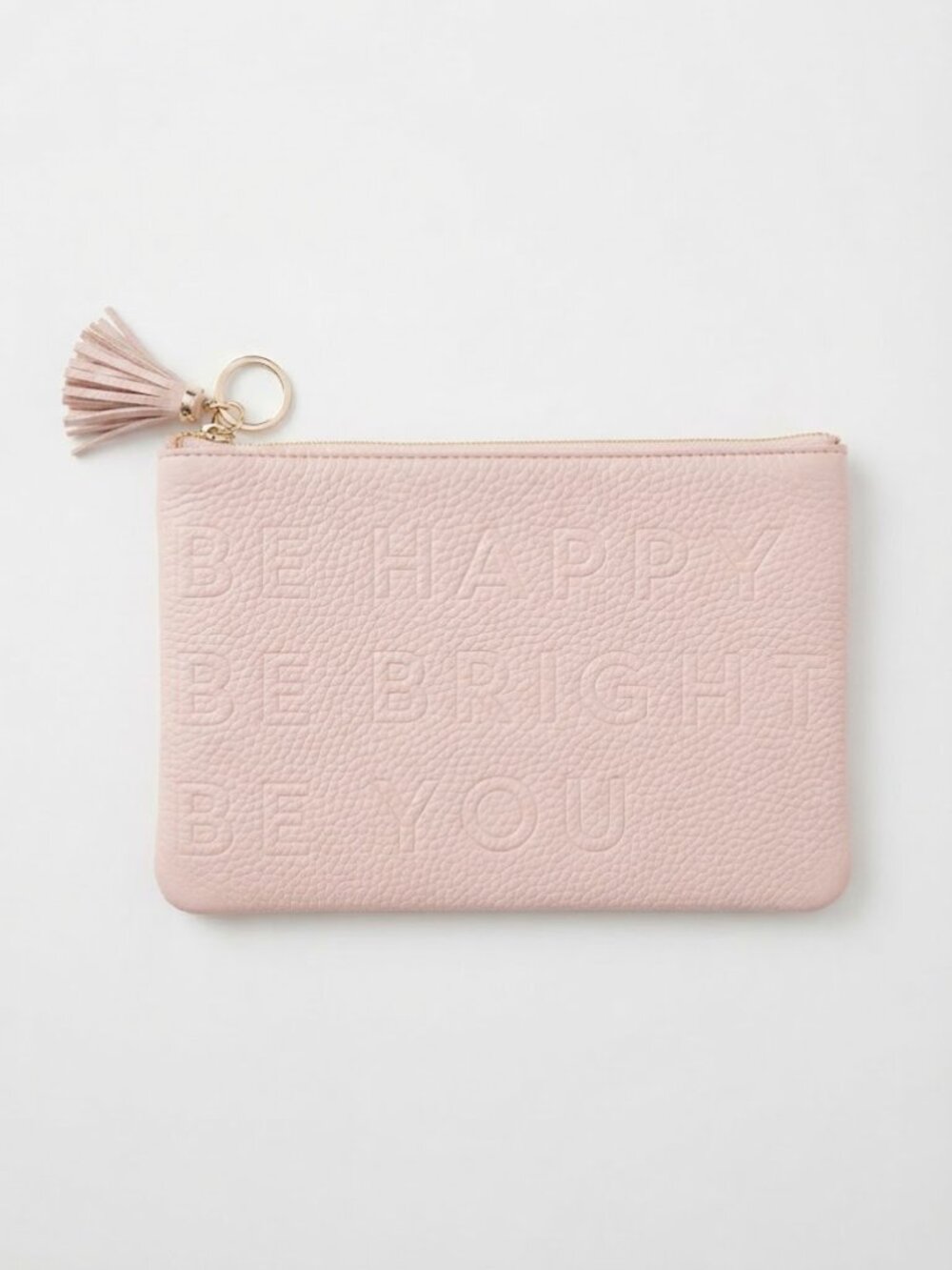 Indigo Blush Pink Embossed Zip Cosmetic Pouch
